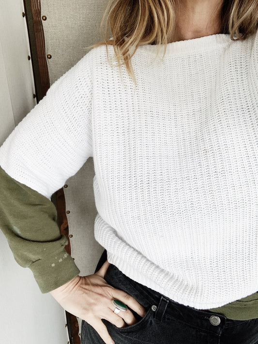 Vintage Cotton Knit Boatneck Sweater