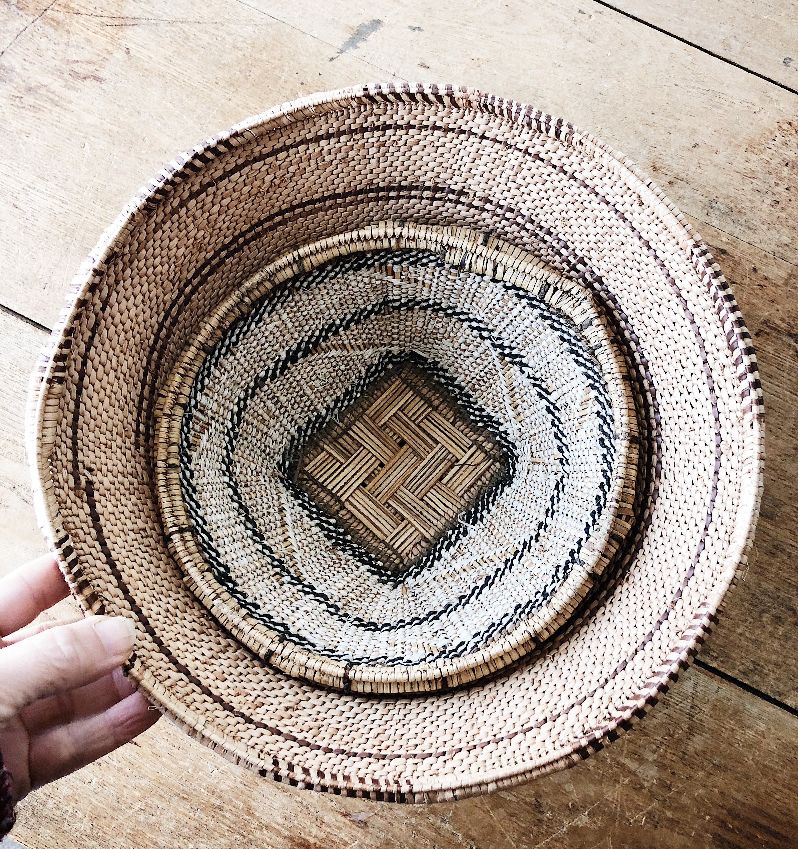Vintage South African Woven Basket Pair - Thumbnail 5