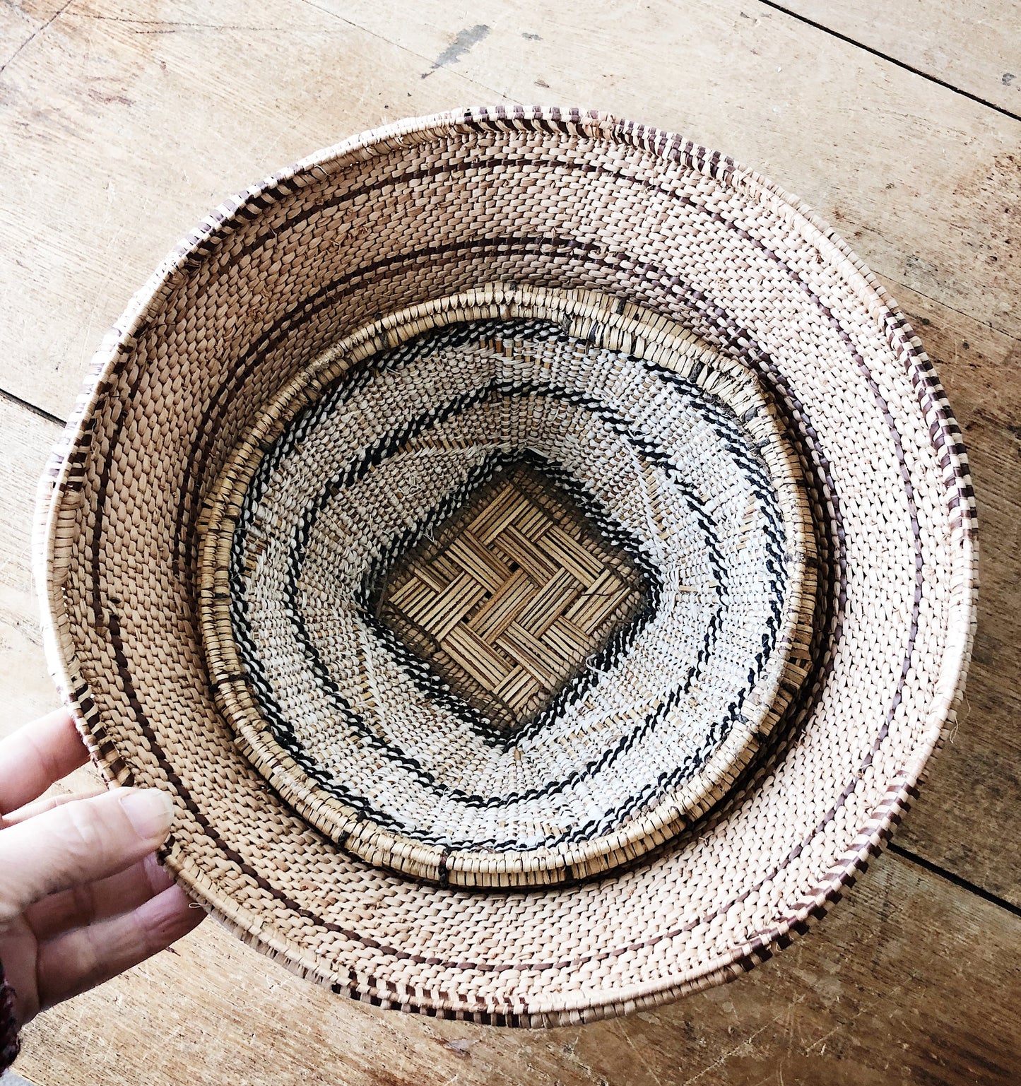 Vintage South African Woven Basket Pair
