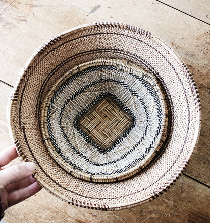 Vintage South African Woven Basket Pair