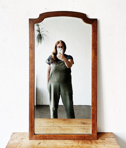 Antique Tall Arched Wood Mirror