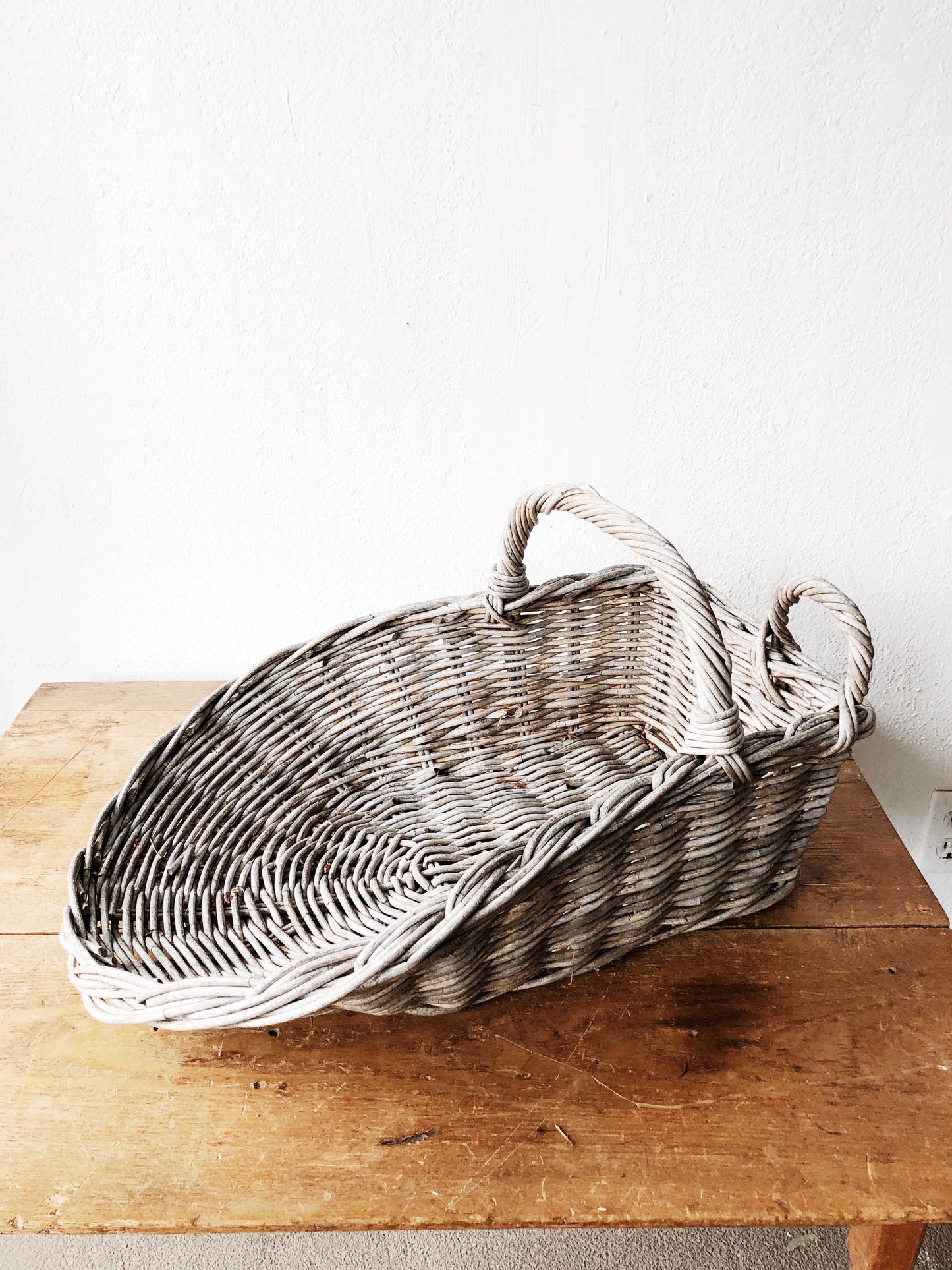 Vintage French Willow Gathering Basket