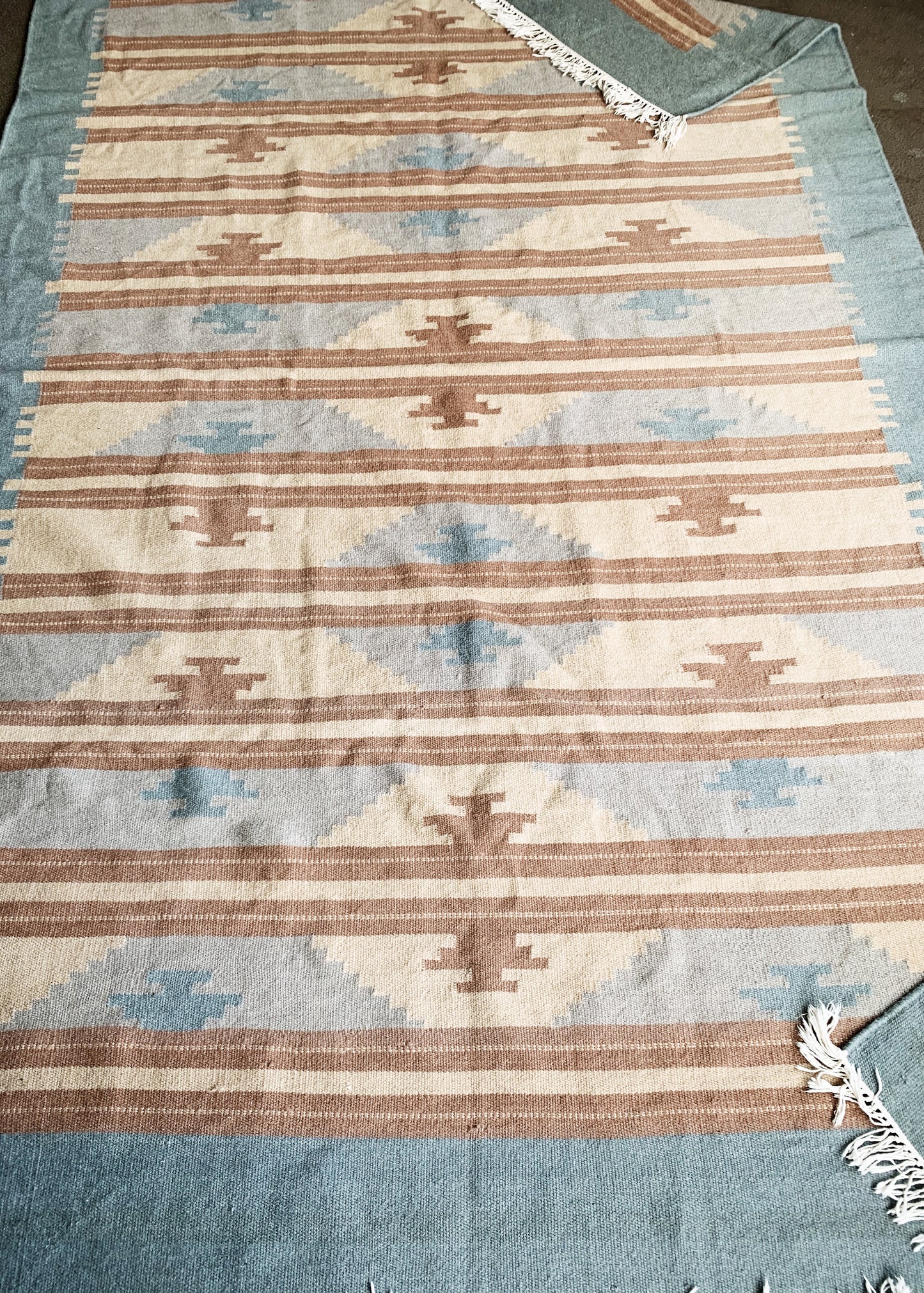 RESERVED Wool Dhurrie Rug/ Pozole Set