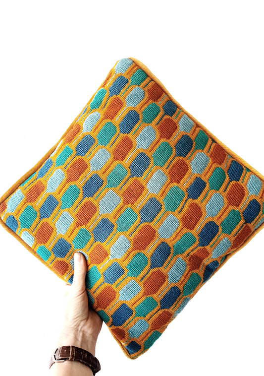Vintage Mod Needlepoint Pillow