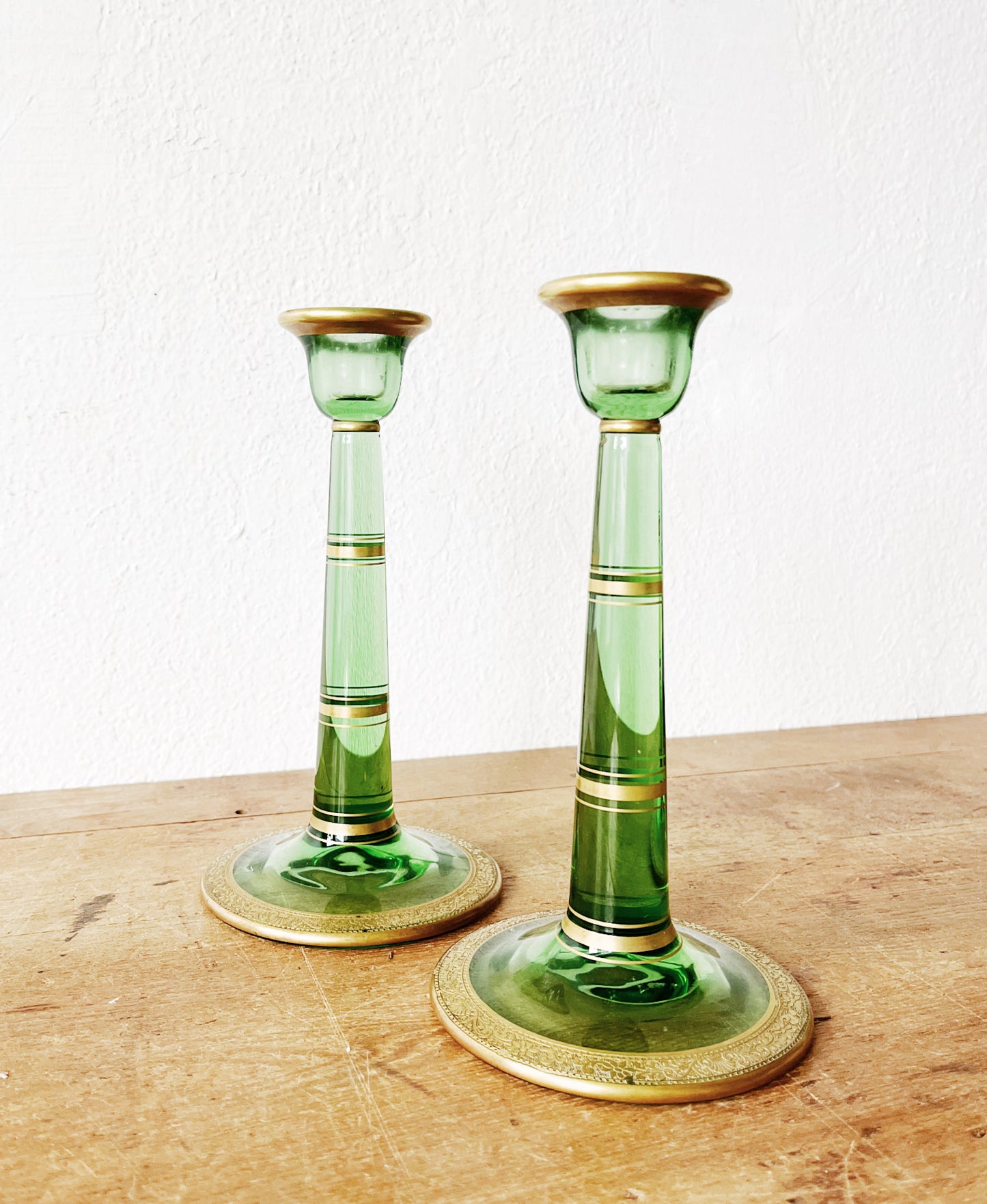 Vintage Glass Candle Sticks