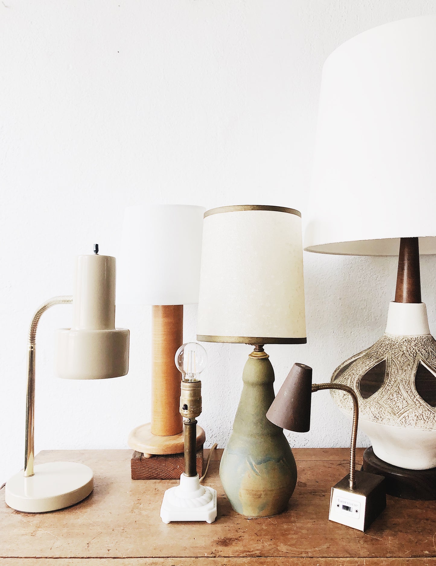 Vintage Milk Glass and Brass Lamp