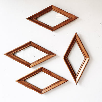 Vintage Diamond Shaped Wood Frames with Glass