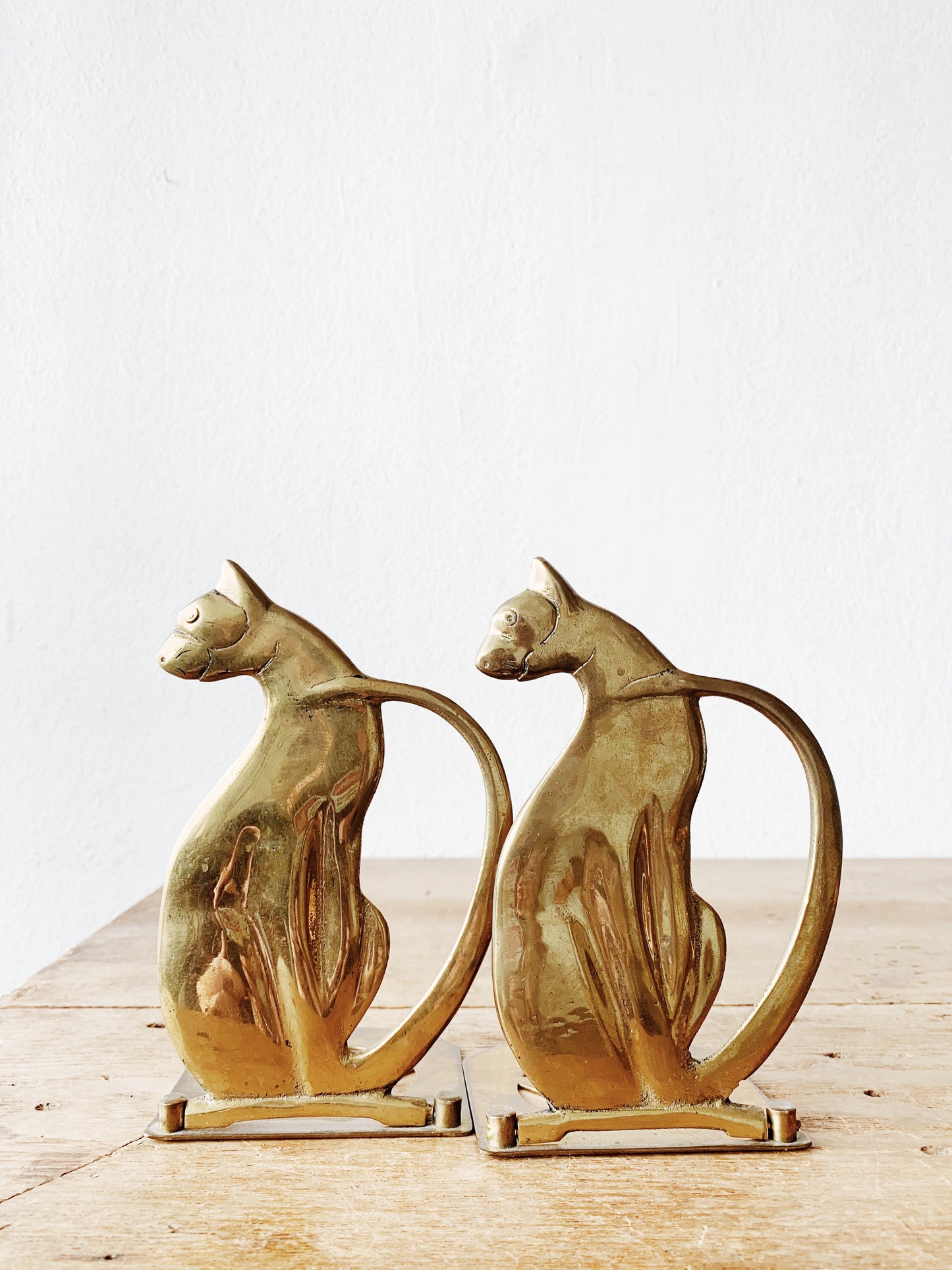 Mid Century Folding Brass Bookends