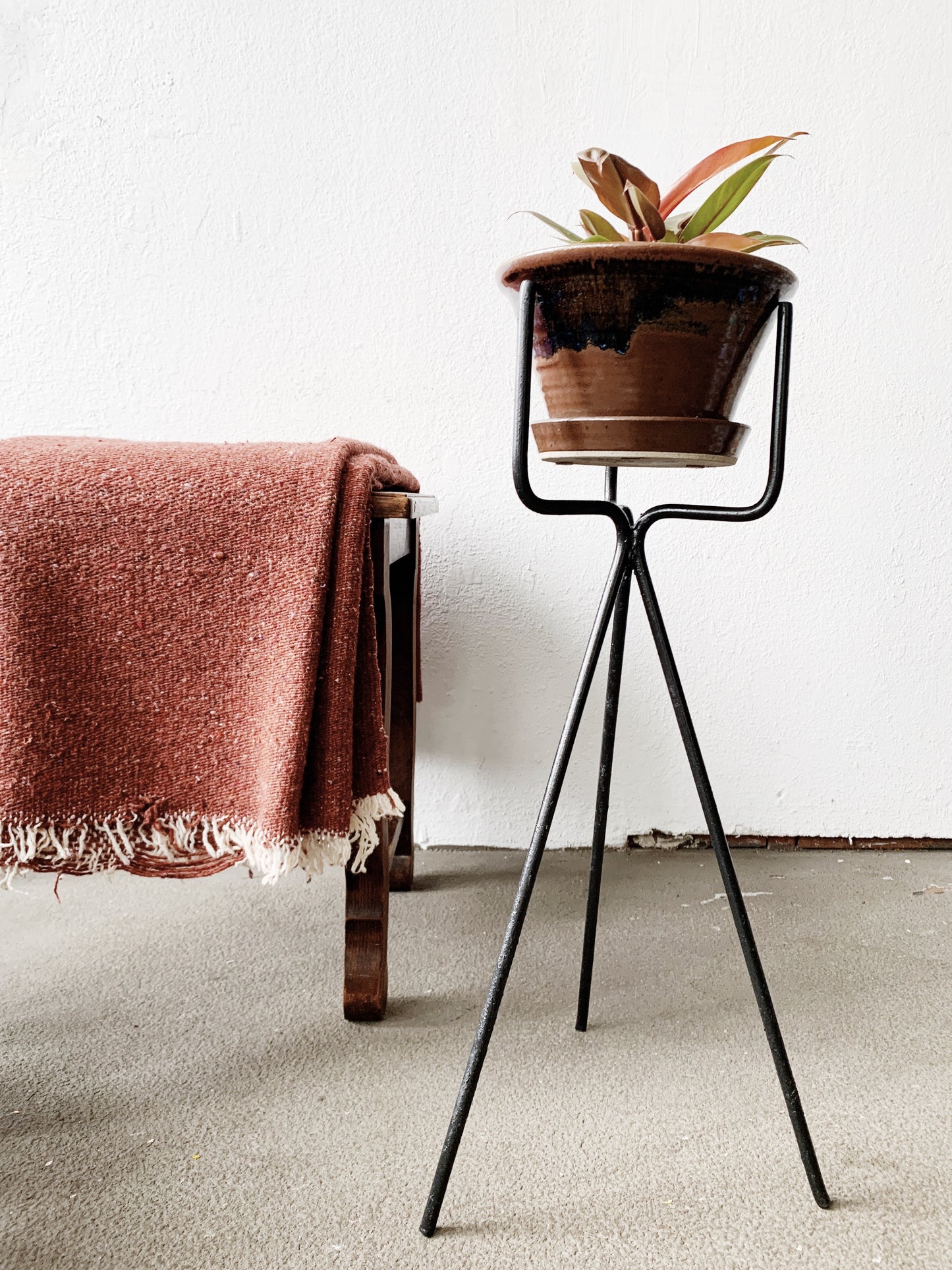 Mid Century Iron Plant Stand