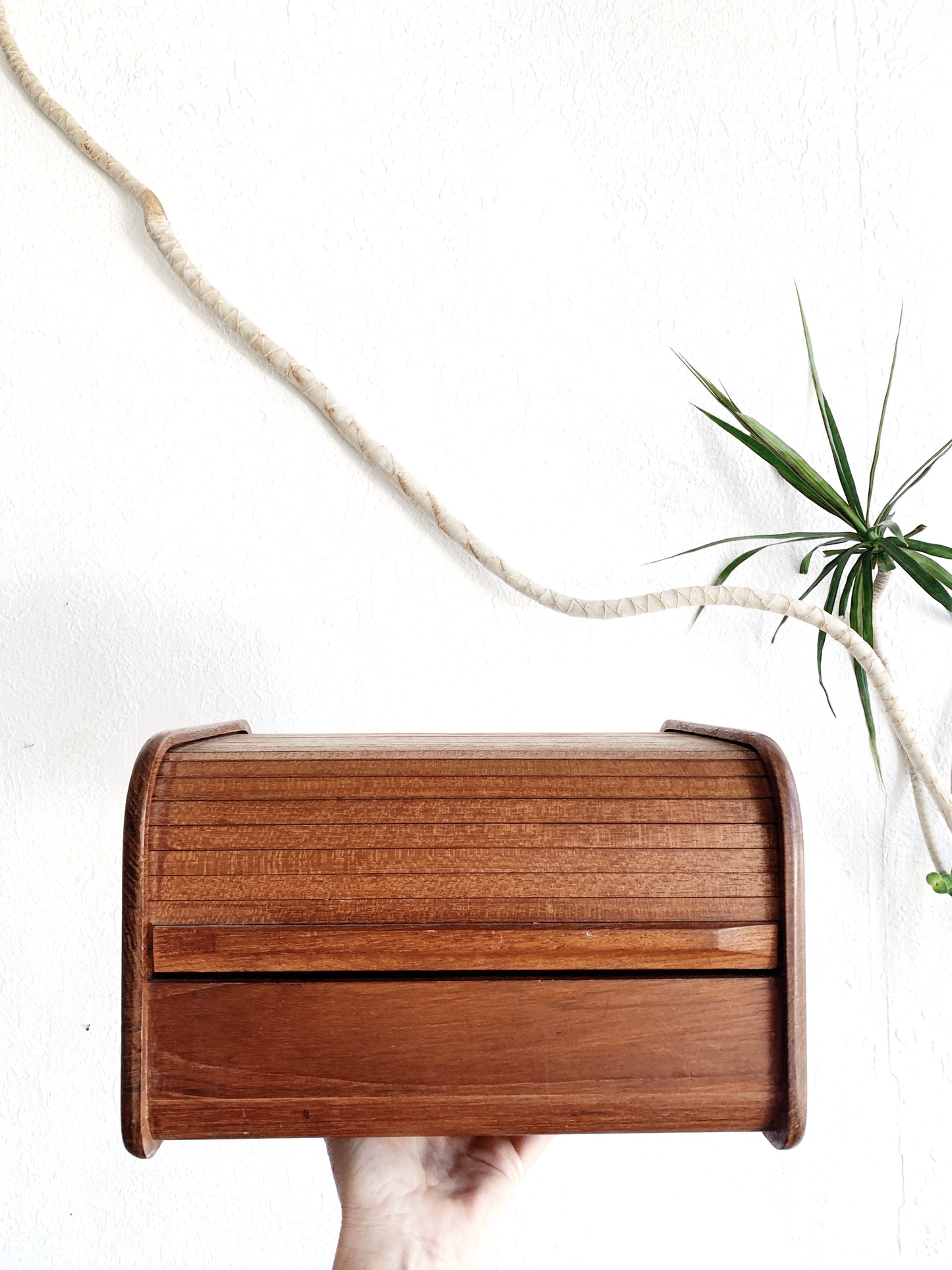 Vintage Teak Tambour Box