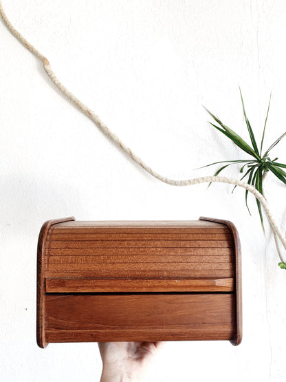 Vintage Teak Tambour Box