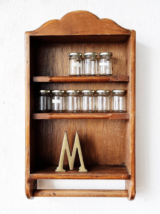 Vintage Wood Shelf with Storage Jars