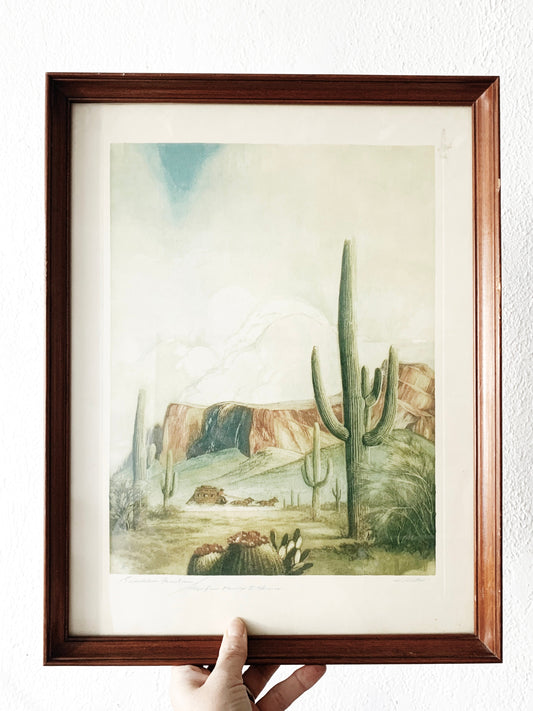 Vintage Framed Superstition Mountain Print