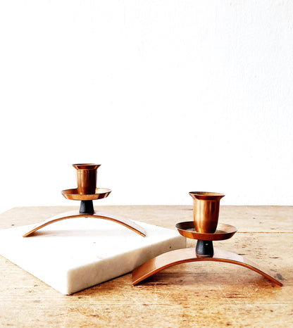 Modernist Copper Candle Holders