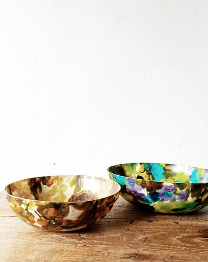 Mid Century Floral Fiberglass Serving Bowl