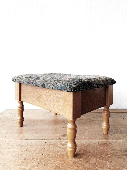 Vintage Tapestry Footstool with Storage