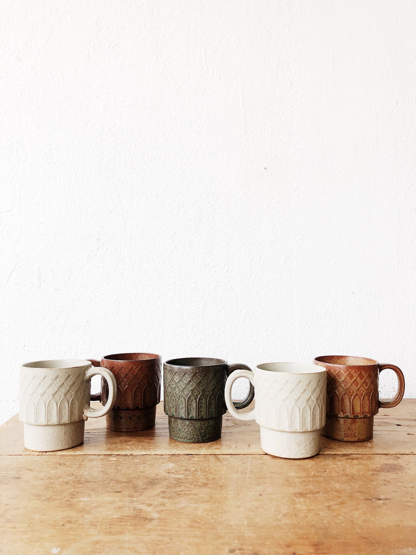 Mid Century Stacking Ceramic Mugs