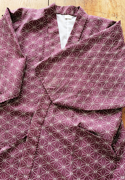 Vintage Star Patterned Short Kimono
