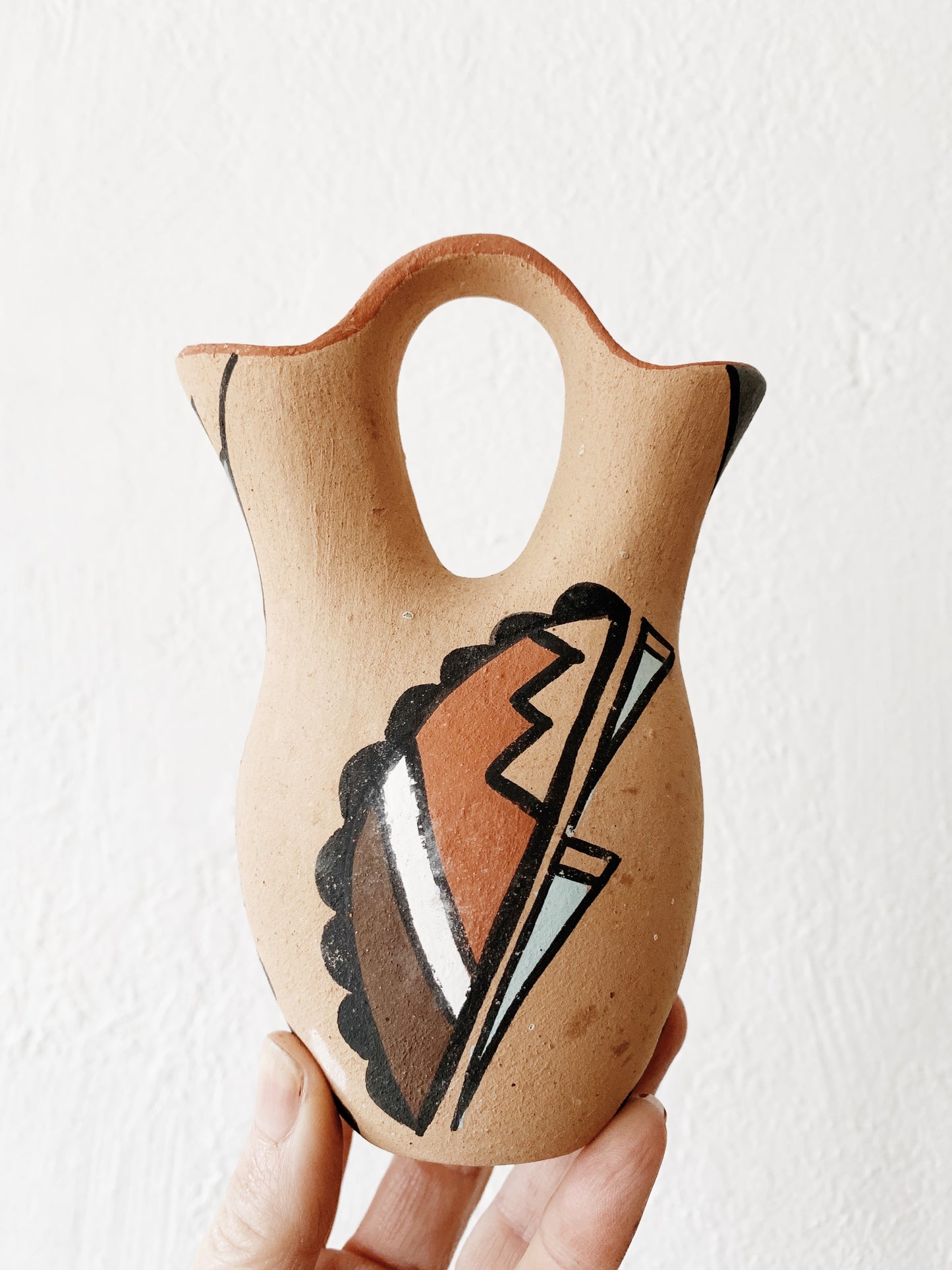 Vintage Hand Painted Double Fluted Pottery Vase