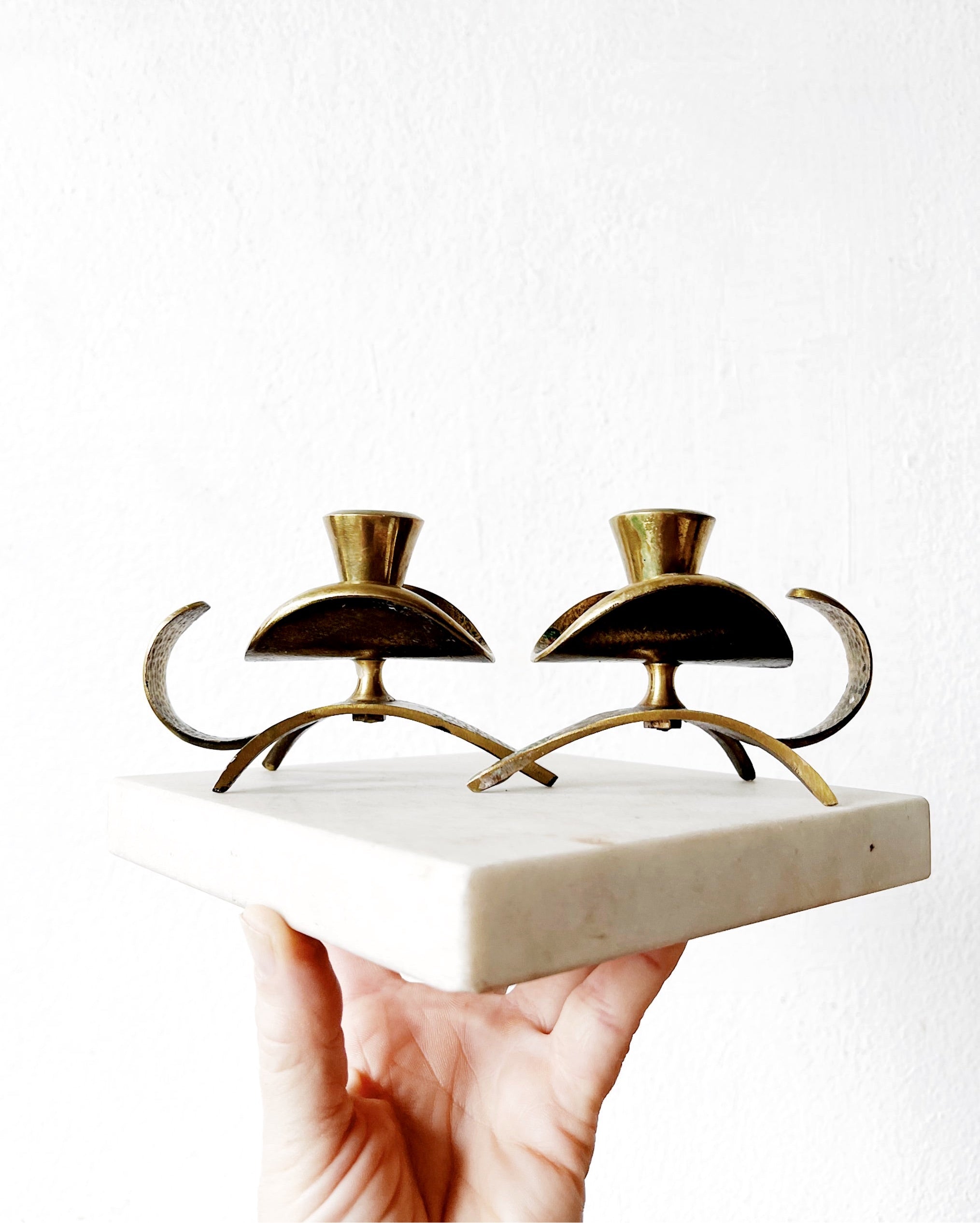 Mid Century Brass Candle Holders - Thumbnail 4