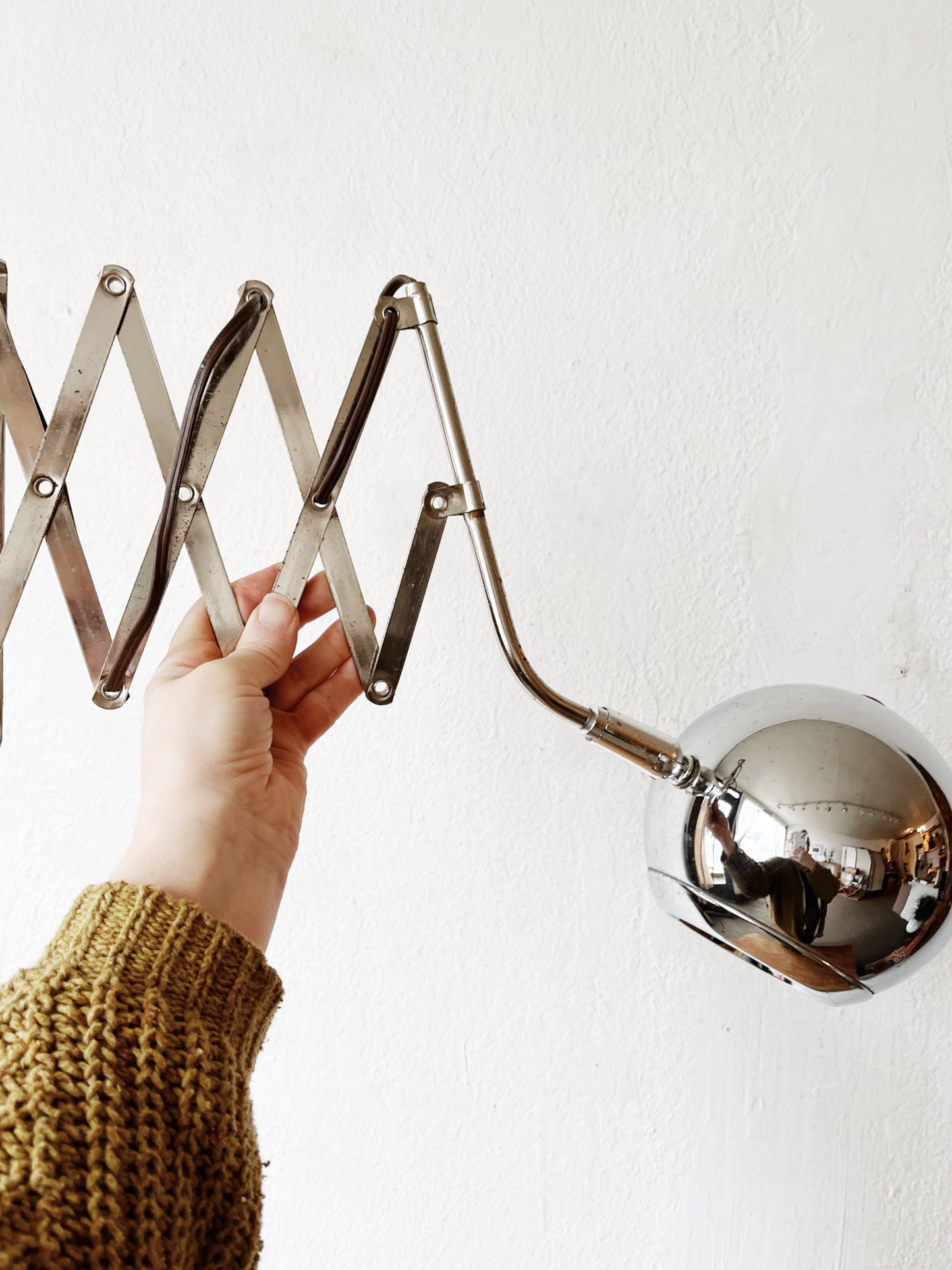 Mid Century Chrome Accordion Lamp