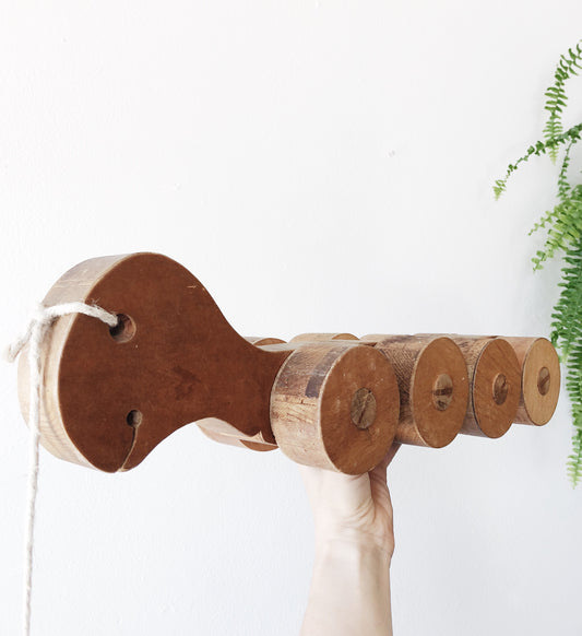 Vintage Wooden Inch Worm Pull Toy
