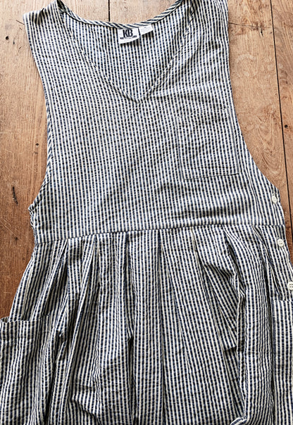 Vintage Seersucker Cotton Romper Dress