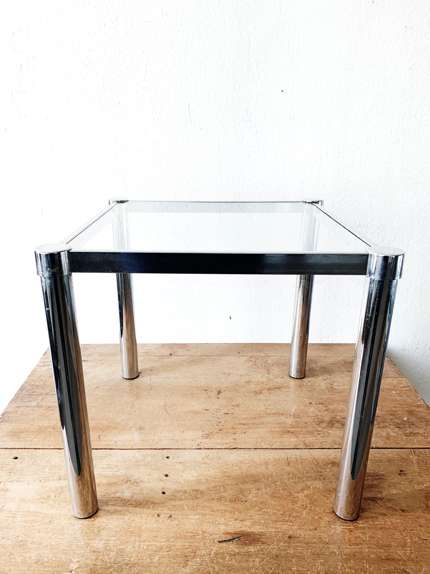 Mid Century Modern Chrome and Glass Side Table
