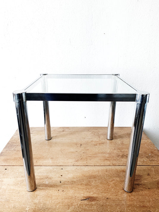 Mid Century Modern Chrome and Glass Side Table