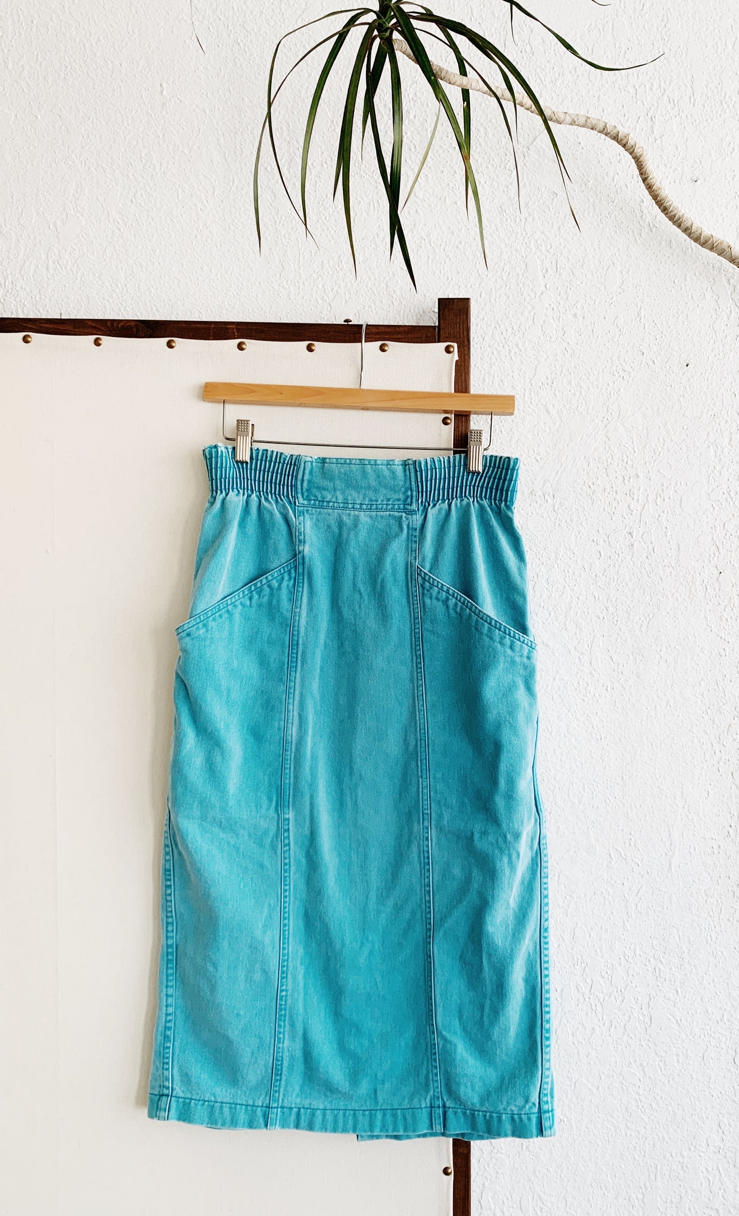 Vintage Turquoise Denim Pencil Skirt