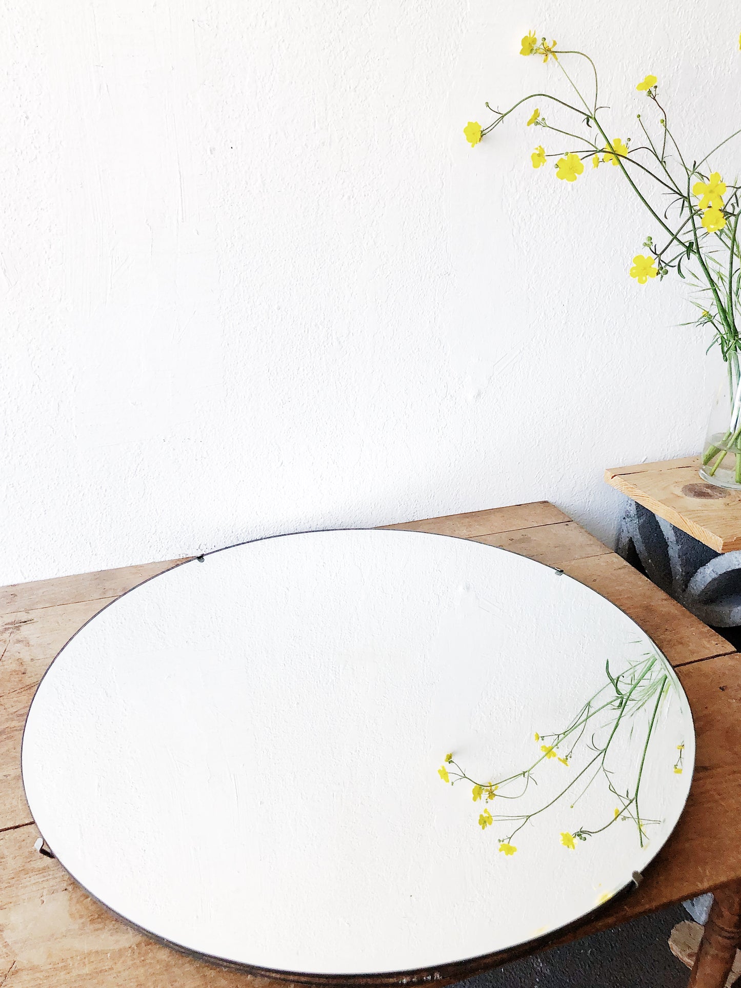 Vintage Round Industrial Edge Mirror