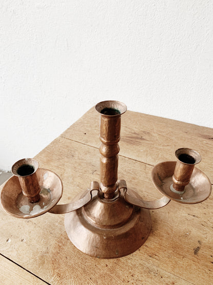 Vintage Hammered Coper Candelabra