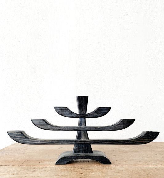 Handmade Vintage Wood Candelabra