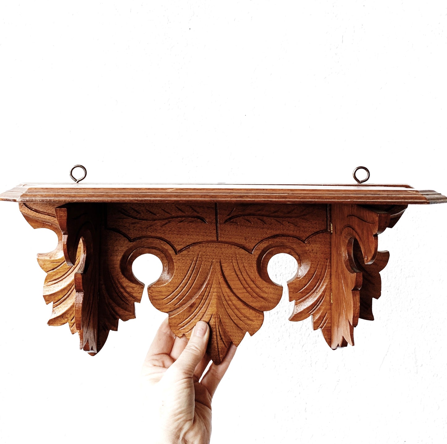 Antique Folding Carved Wood Shelf