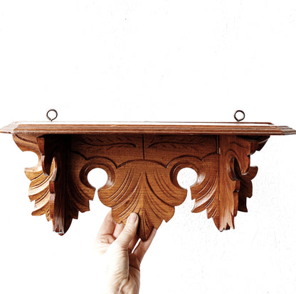 Antique Folding Carved Wood Shelf