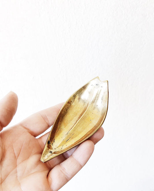 Vintage Brass Leaf Incense Dish