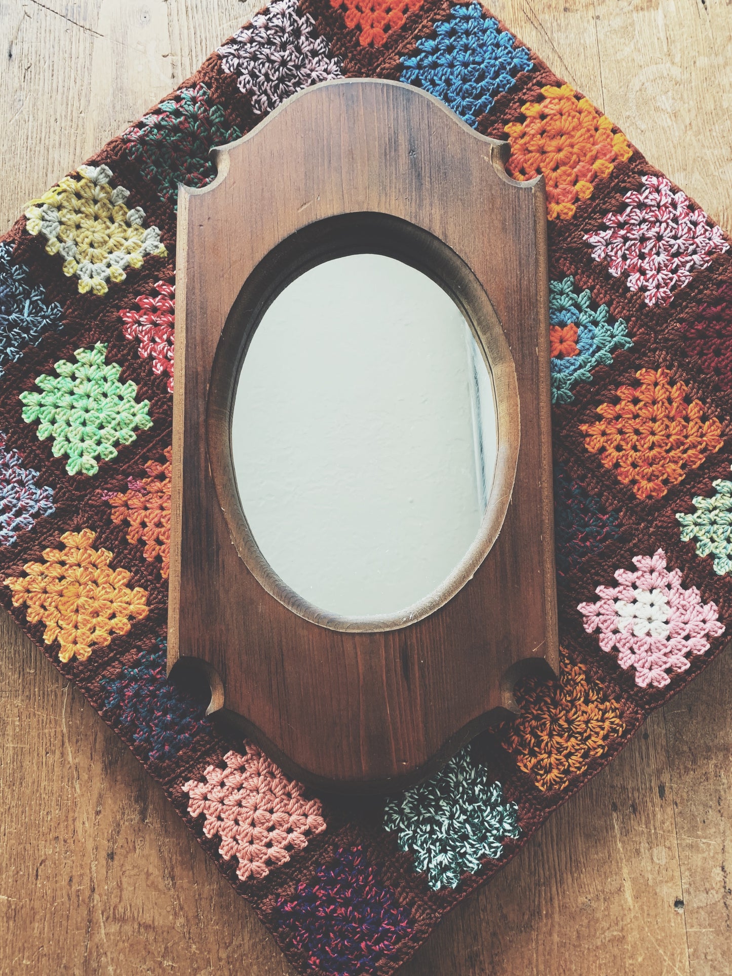 Vintage Wood Framed Mirror