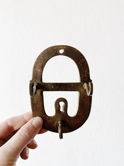 Vintage Triple Brass Hook / Key or Jewelry Holder