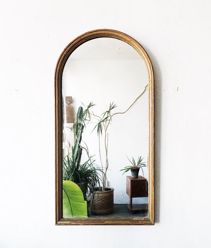 Antique Arched Wood Mirror