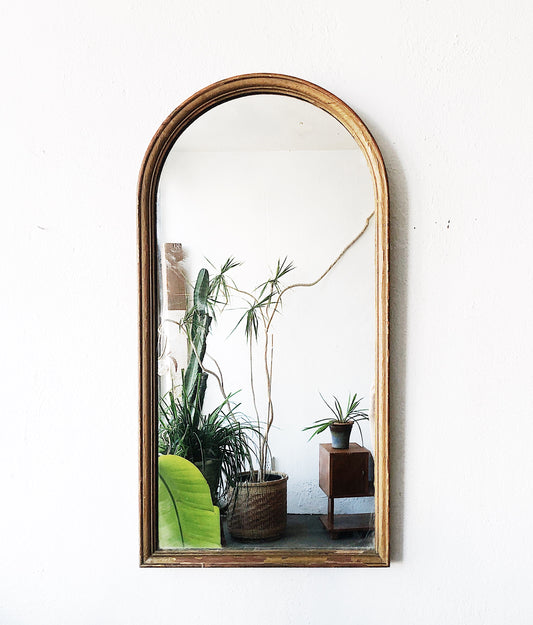Antique Arched Wood Mirror