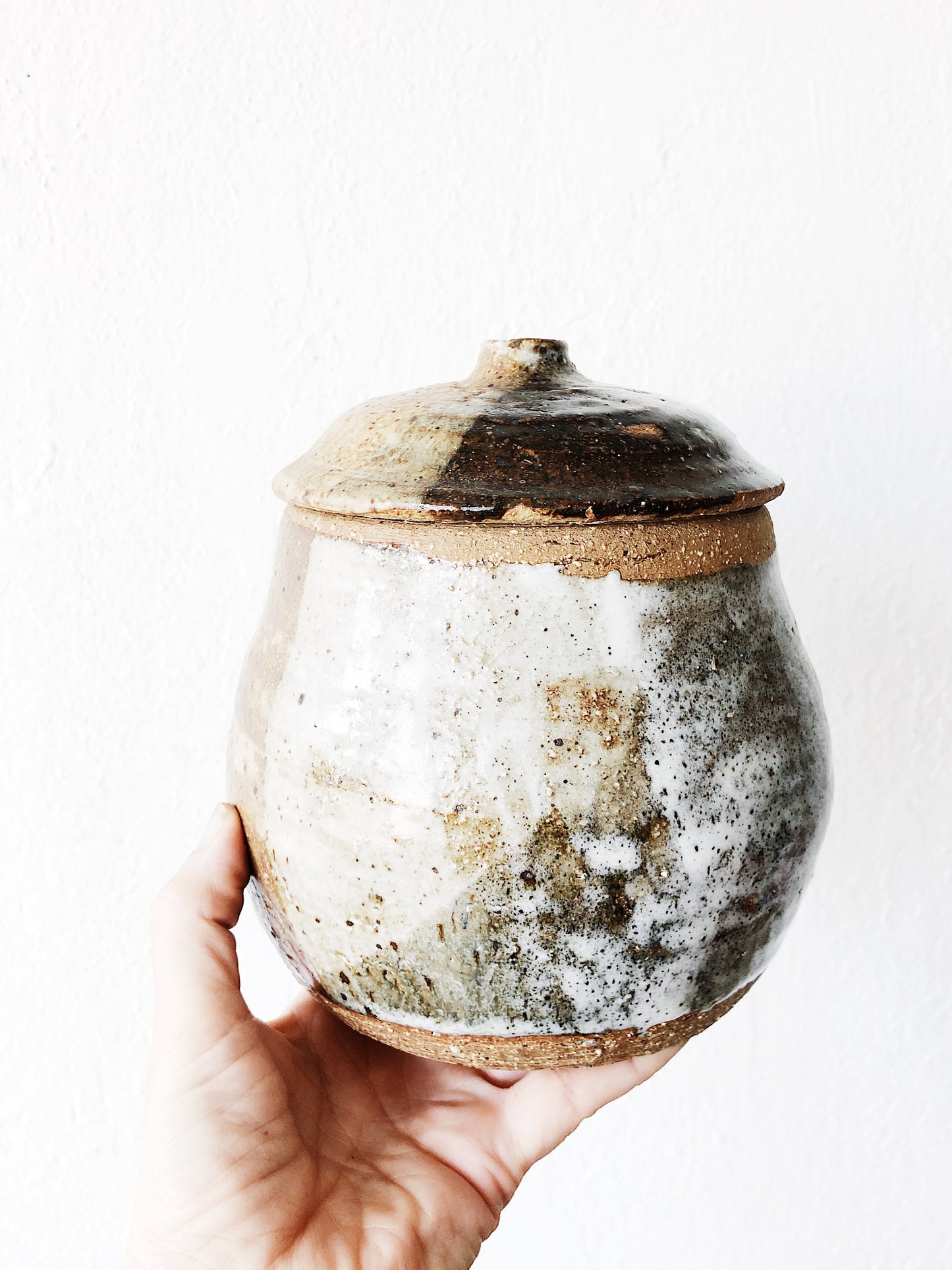 Vintage Lidded Stoneware Crock