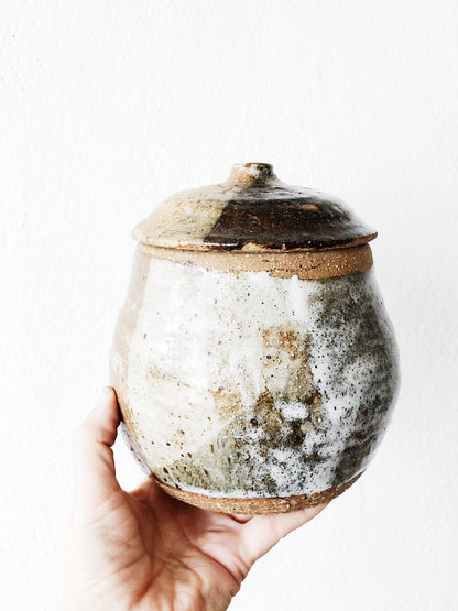 Vintage Lidded Stoneware Crock