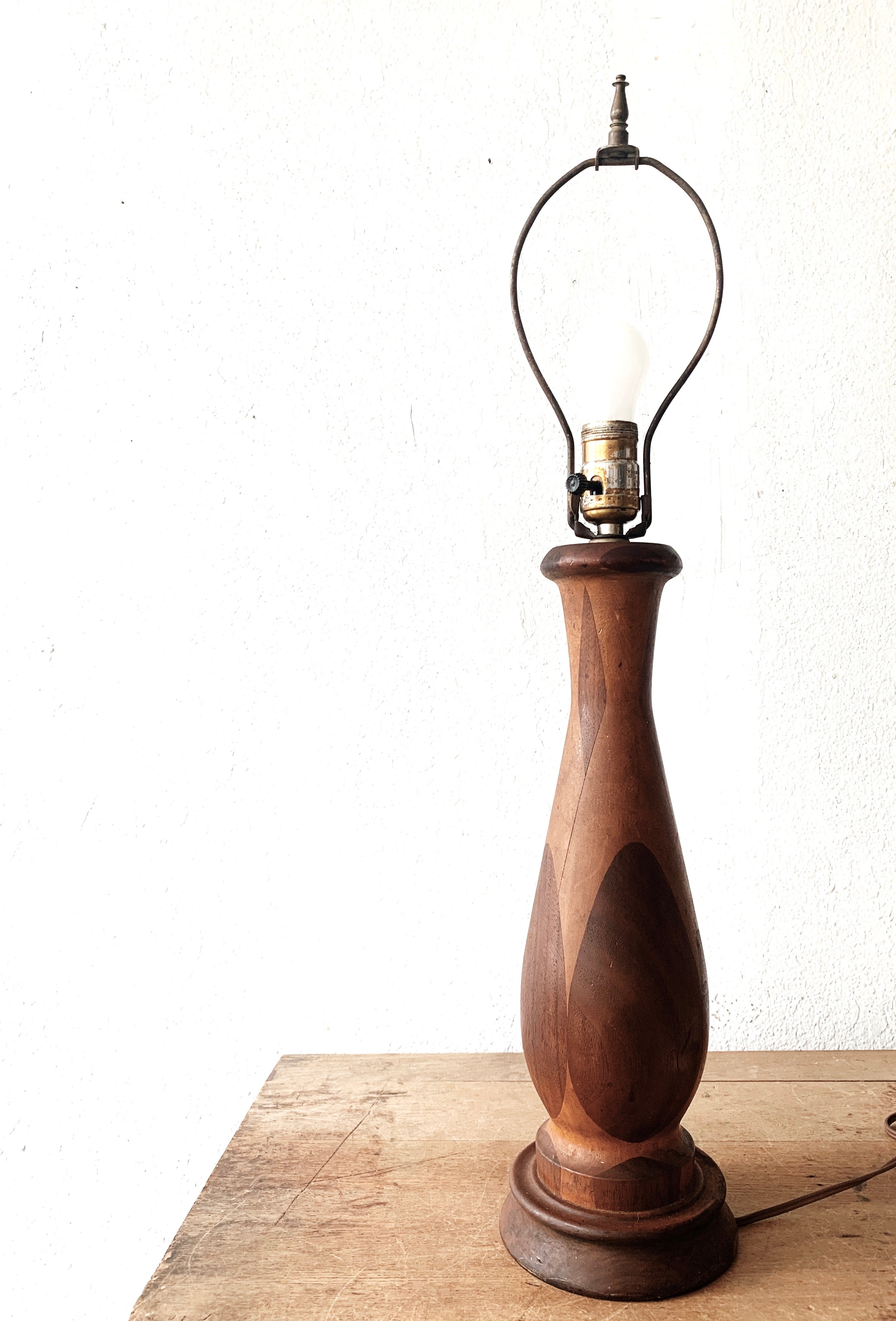 Vintage Wood Inlay Lamp - Thumbnail 3
