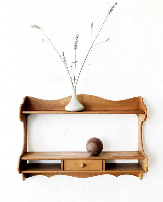 Vintage Wall Shelf with Drawer