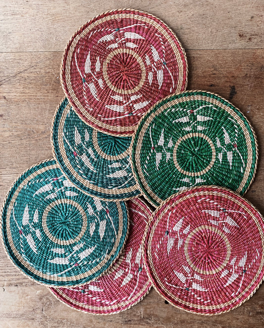 Vintage Straw Mat Collection of Six