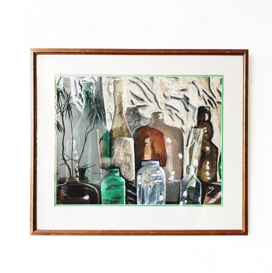 Mid Century Still Life Pastel Drawing