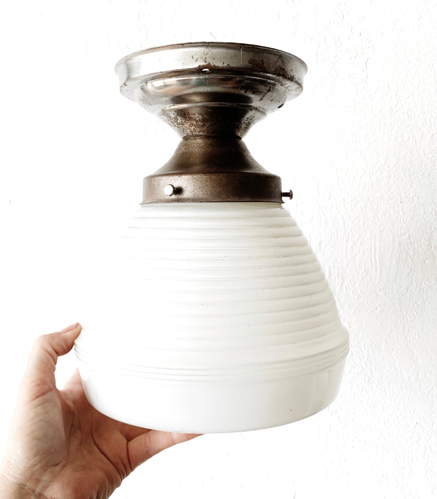 Vintage Opaque Glass Light Fixture