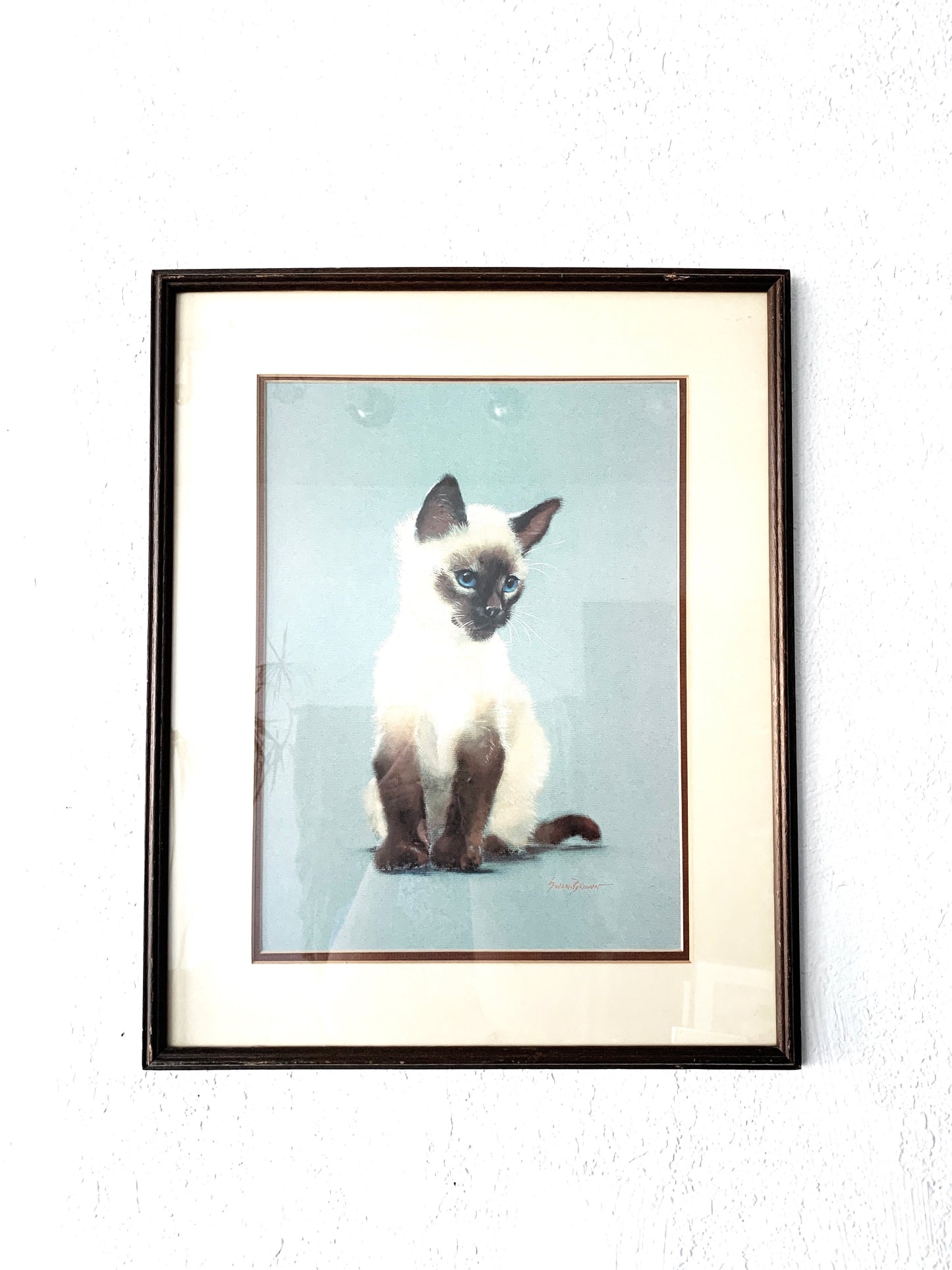Peter Swan Brown Framed Siamese Art