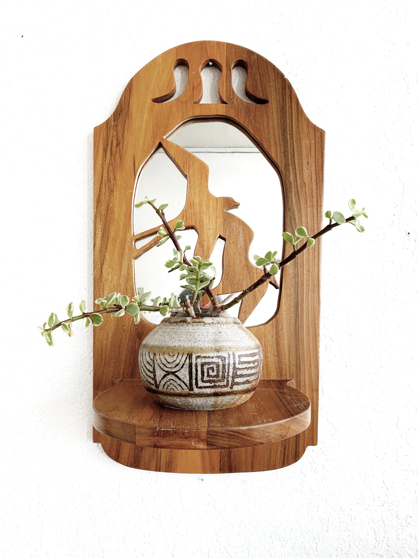 Vintage Wood Mirror Shelf