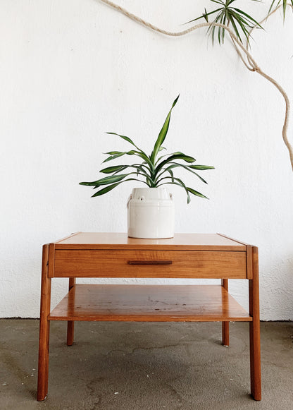 Vintage Wood End Table with Drawer